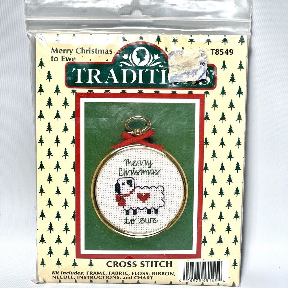 Vintage Traditions Cross Stitch Ornament Kit T8549 “Merry Christmas To Ewe” New
